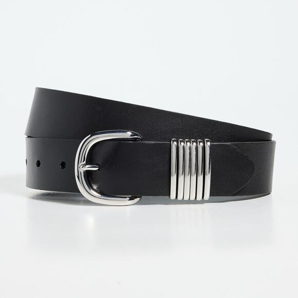 NWT Madewell multi keeper black leather belt small Madewell Triple Metal Keeper Belt - True Black | Editorialist main image 4